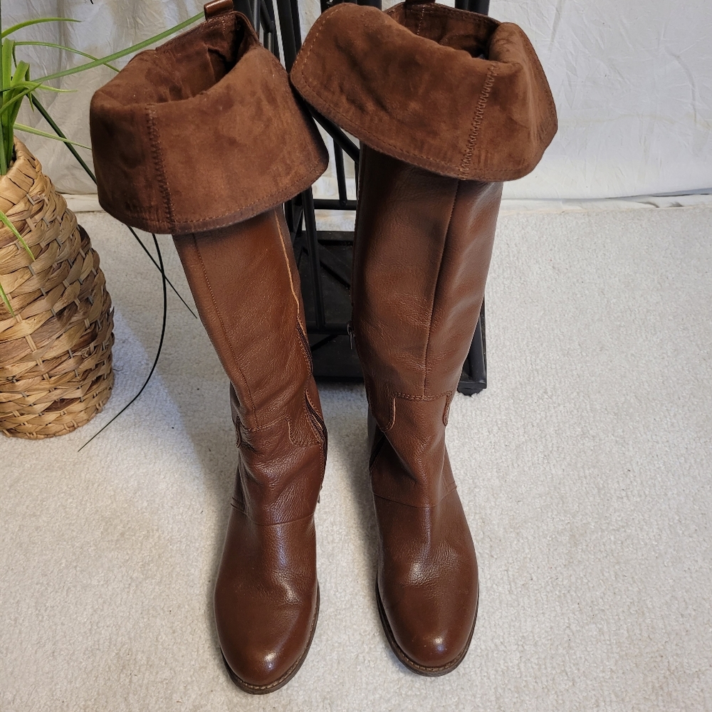 Women's Brown leather knee high boots